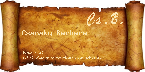 Csanaky Barbara névjegykártya